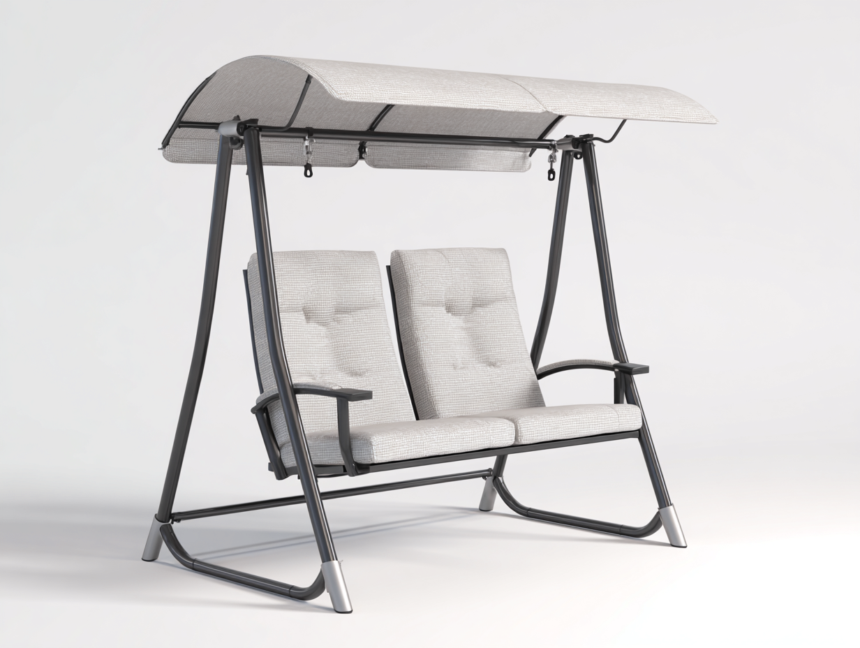 Columpio de jardín de metal 175x120x195 cm - gris claro/gris oscuro - para jardín - con cubierta superior-Roommyshop