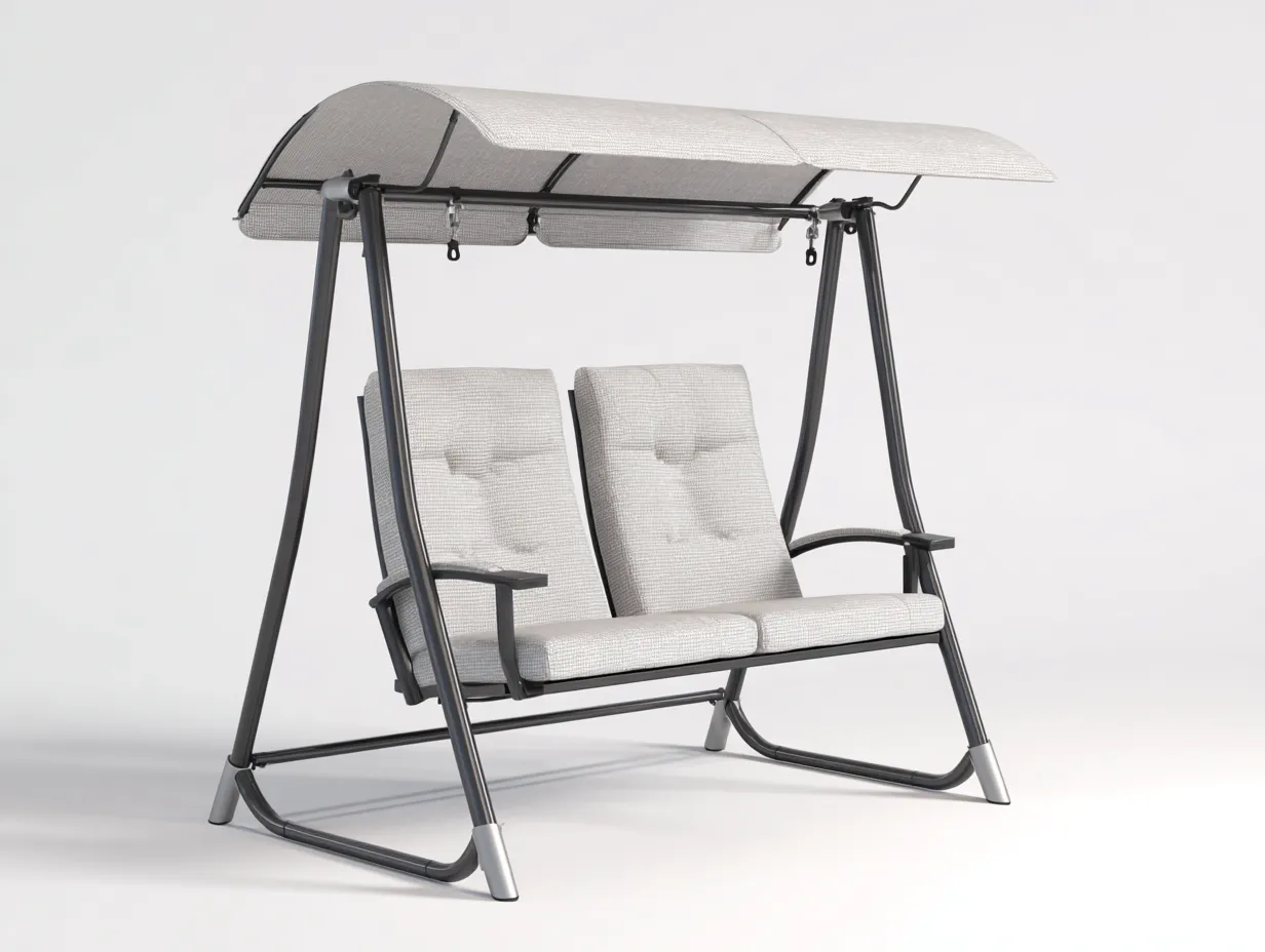 Columpio de jardín de metal 175x120x195 cm - gris claro/gris oscuro - para jardín - con cubierta superior-Roommyshop