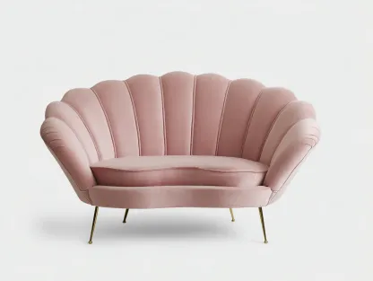 Sofá tapizado 2 plazas 155x75x80 cm - terciopelo - rosa - para salón - diseño decorativo-Roommyshop