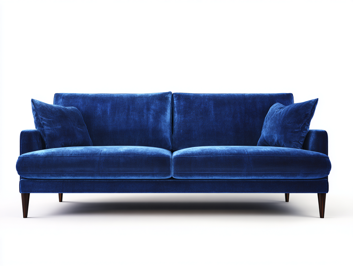 Sofá de tres plazas tapizado 220x90x85 cm - tela aterciopelada - azul oscuro - para salón - diseño moderno-Roommyshop