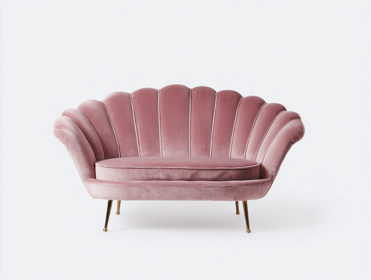 Sofá de dos plazas de terciopelo 155x75x85 cm - rosa - para salón - diseño envolvente-Roommyshop