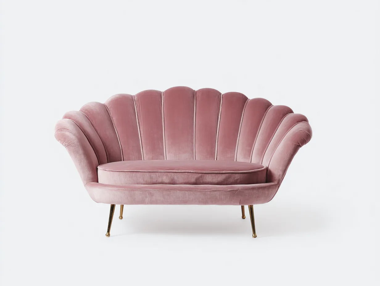 Sofá de dos plazas de terciopelo 155x75x85 cm - rosa - para salón - diseño envolvente-Roommyshop