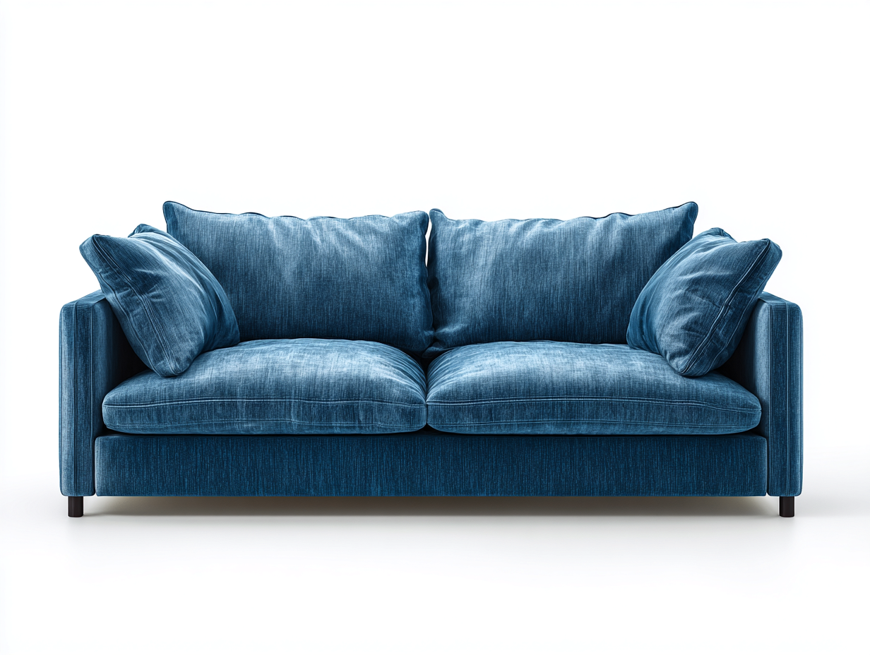 Sofá de tela 2 plazas 165x90x85 cm - tejido y estructura de madera - azul - para salón - diseño moderno-Roommyshop