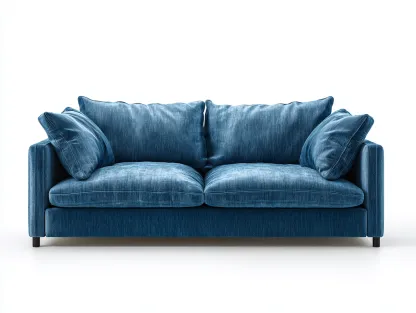 Sofá de tela 2 plazas 165x90x85 cm - tejido y estructura de madera - azul - para salón - diseño moderno-Roommyshop