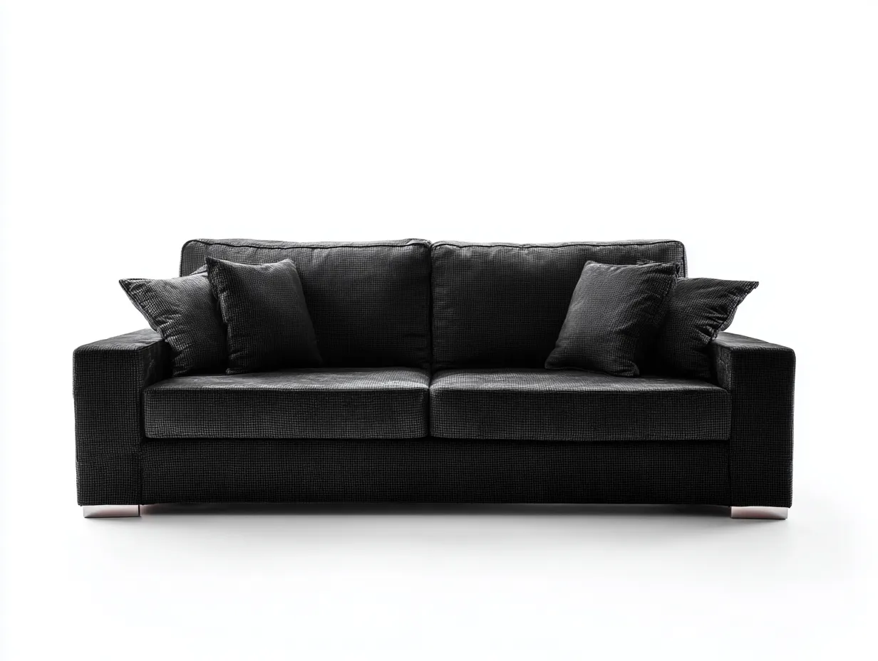 Sofá de tres plazas tapizado 220x95x85 cm - tela - negro - para salón - diseño moderno-Roommyshop