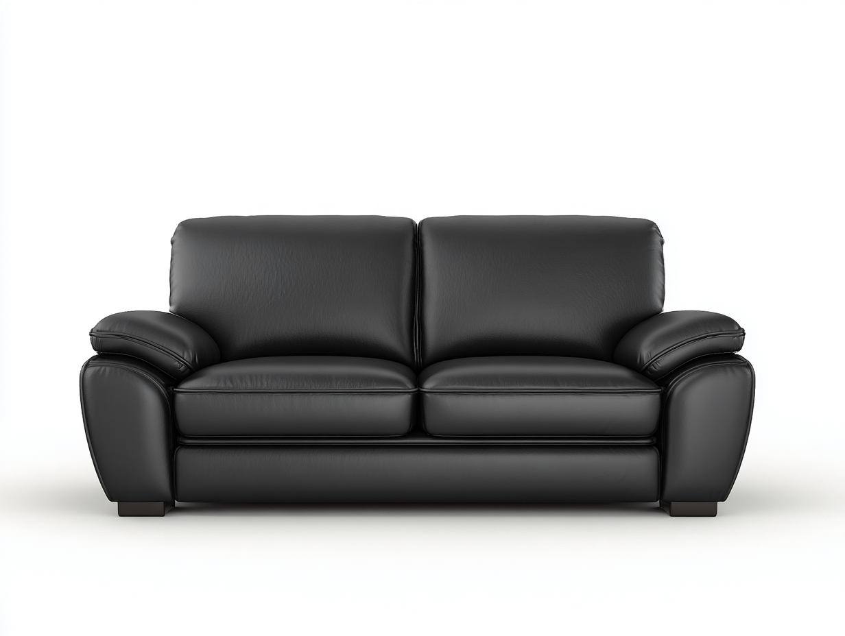 Sofá de dos plazas de cuero auténtico 170x92x88 cm - negro - para salón - diseño confortable-Roommyshop