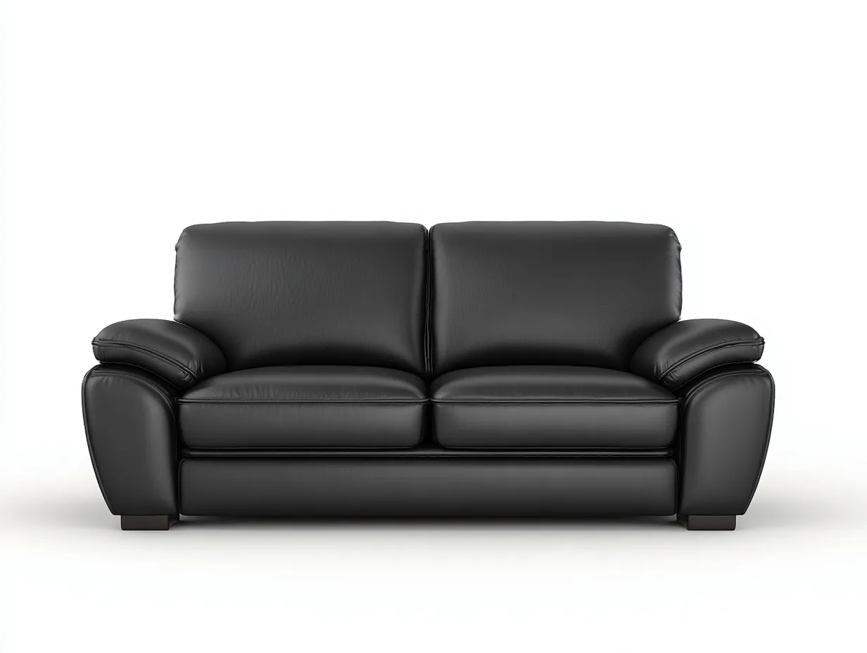 Sofá de dos plazas de cuero auténtico 170x92x88 cm - negro - para salón - diseño confortable-Roommyshop