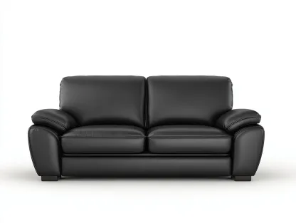 Sofá de dos plazas de cuero auténtico 170x92x88 cm - negro - para salón - diseño confortable-Roommyshop