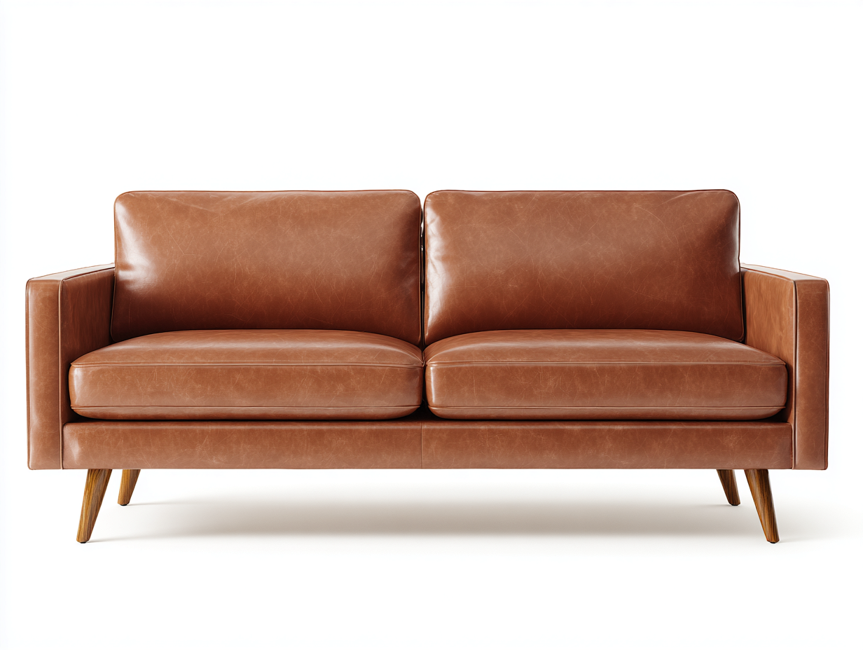 Sofá de tres plazas de cuero 200x90x85 cm - cuero - marrón - para salón - estilo moderno-Roommyshop