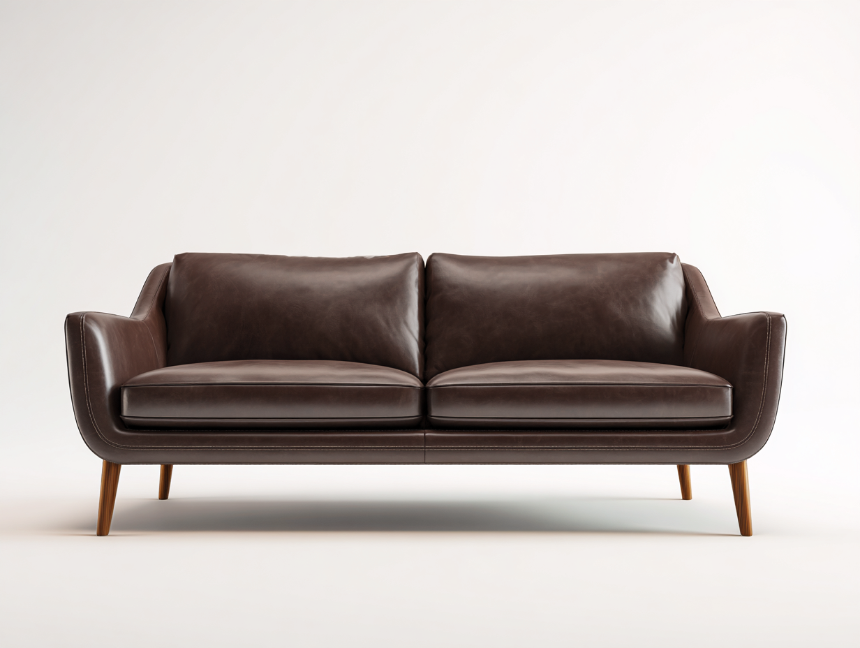 Sofá de cuero 3 plazas 200x90x85 cm - marrón - para salón - estilo moderno-Roommyshop