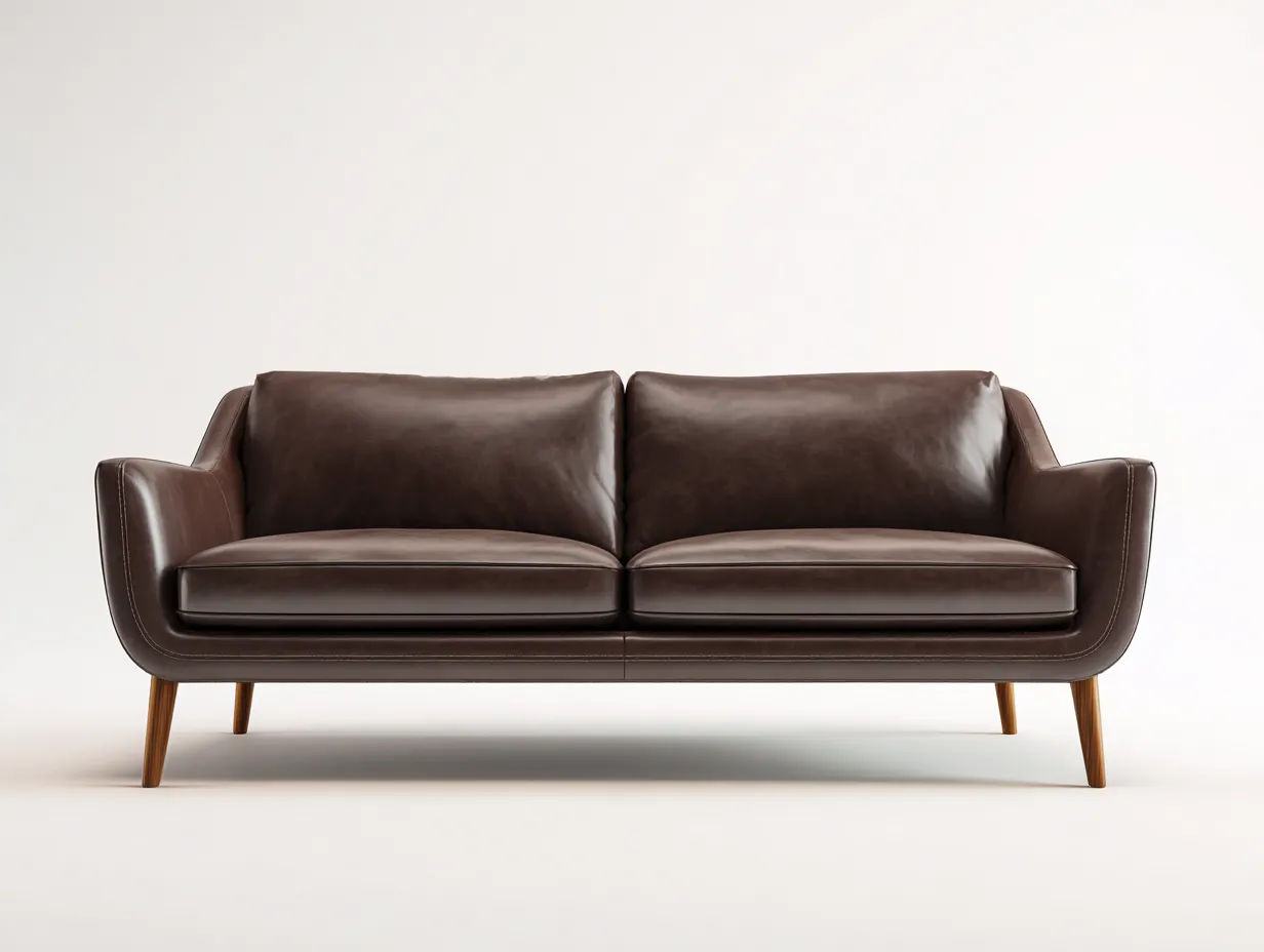 Sofá de cuero 3 plazas 200x90x85 cm - marrón - para salón - estilo moderno-Roommyshop