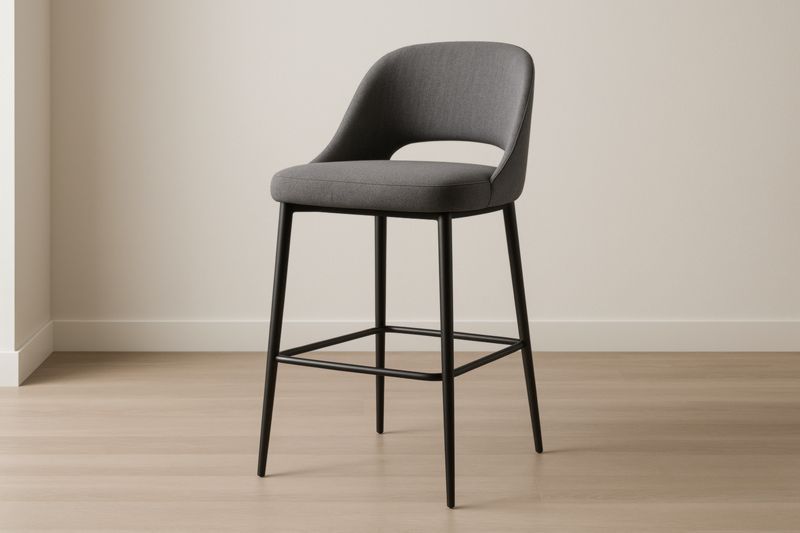 Tabouret de Bar Gris Tissu Métal