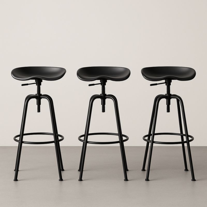 Tabouret de bar réglable en métal et PVC noir lot de 3
