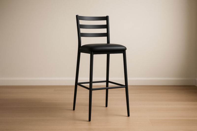 Chaise Haute Métal Noir et Simili Cuir