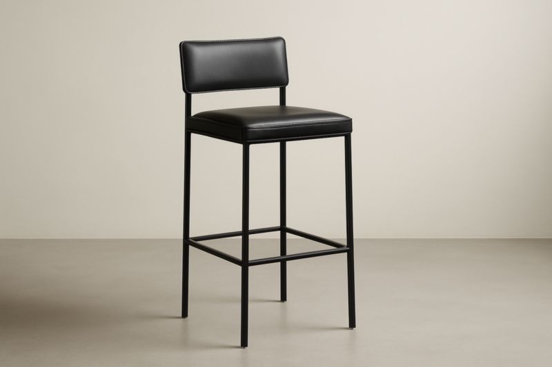 Tabouret de Bar Noir PU en Métal 102x40x50 cm