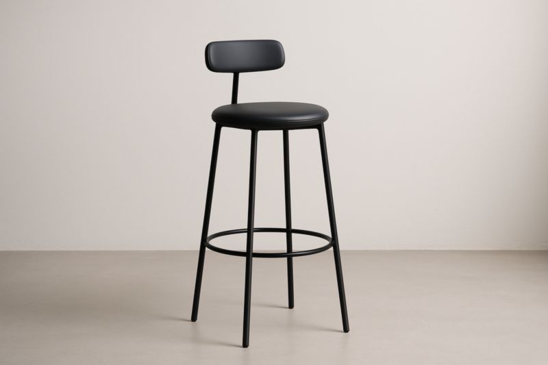 Tabouret de Bar Noir Assise en Simili Cuir Structure en Métal