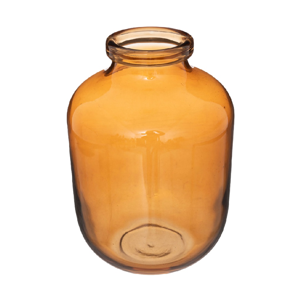Jarrón decorativo de vidrio ámbar con boca ancha-susanwagelie.shop