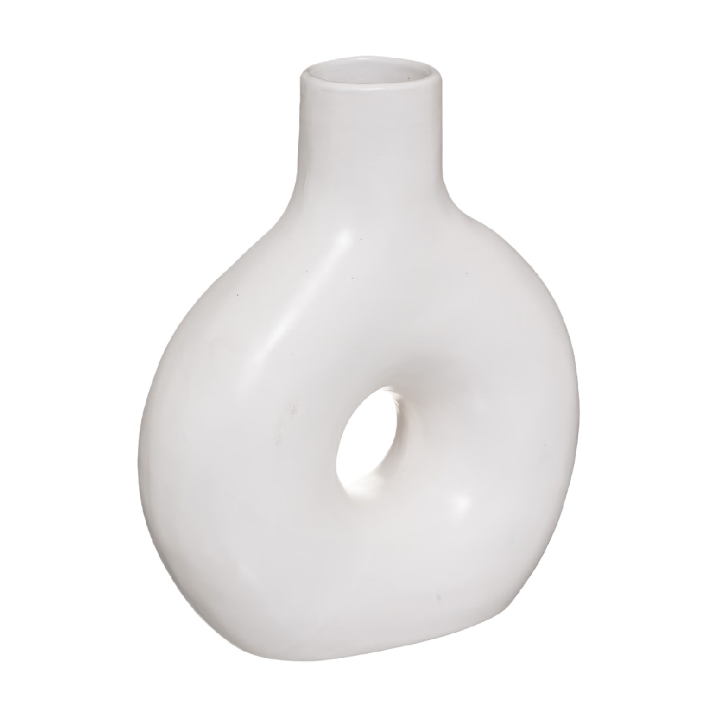 Jarrón decorativo de cerámica blanca con diseño escultórico-susanwagelie.shop