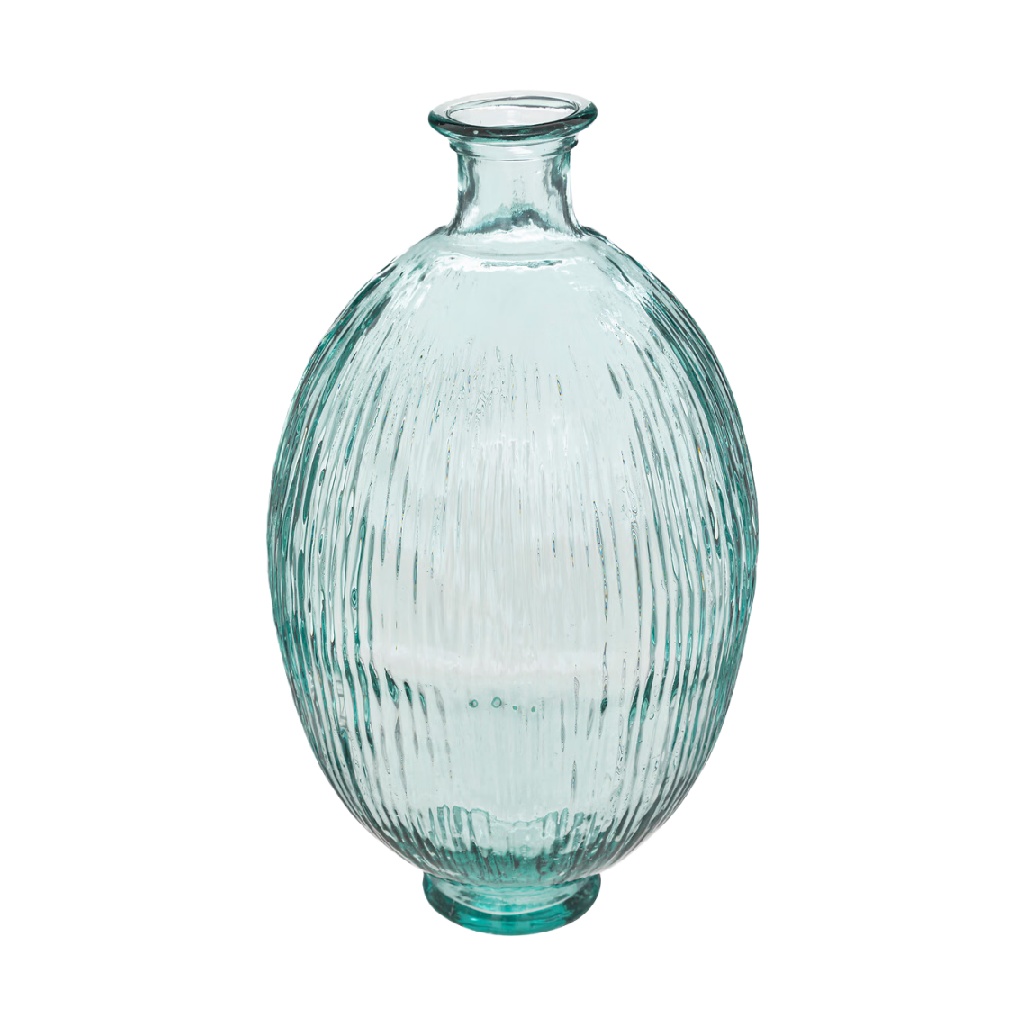 Jarrón decorativo de vidrio acanalado color verde agua-susanwagelie.shop