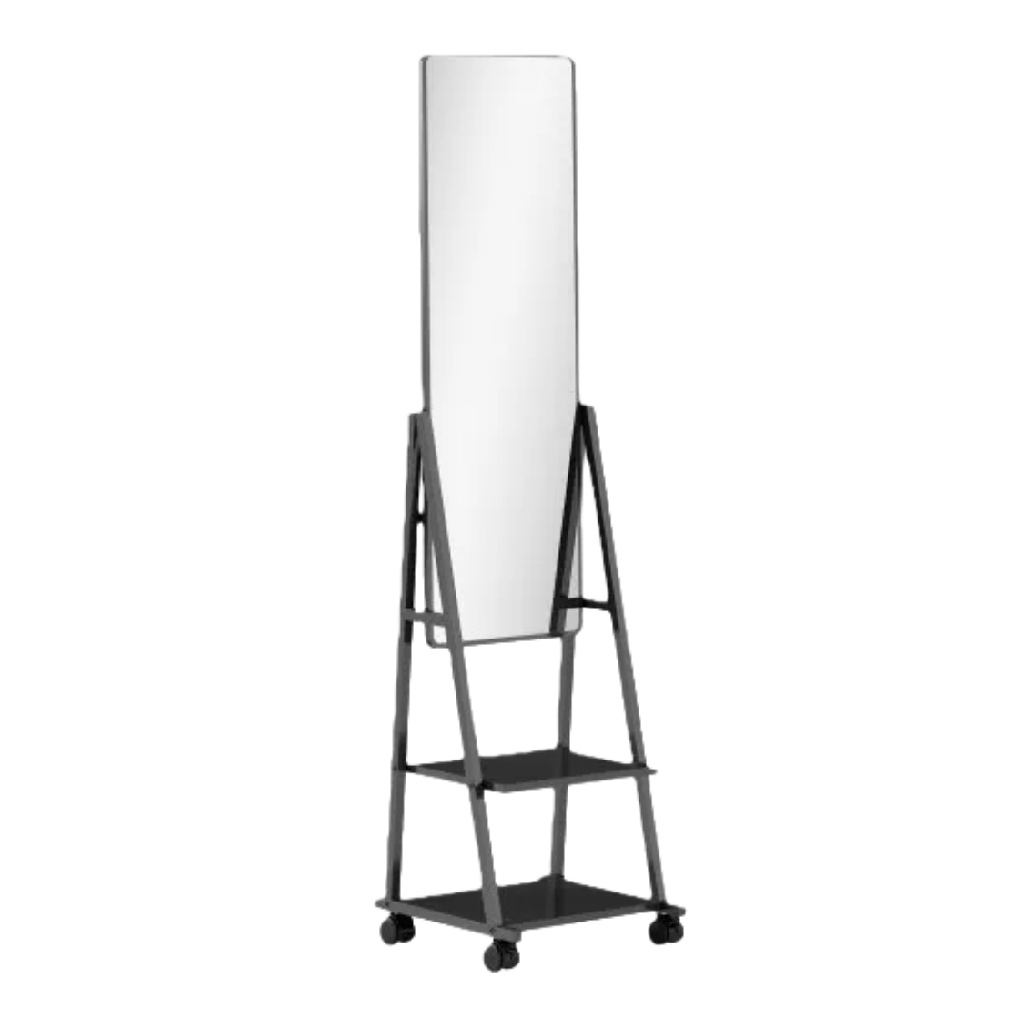 Espejo de Cuerpo Entero con Marco Negro y Estantes de Almacenaje-patriciascott.shop