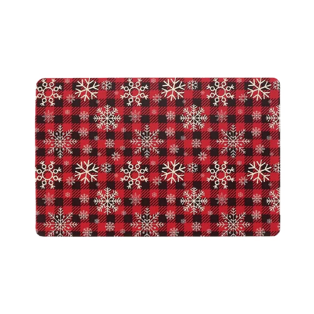 Mantel individual rectangular con diseño navideño (cuadros y copos de nieve)-susanwagelie.shop