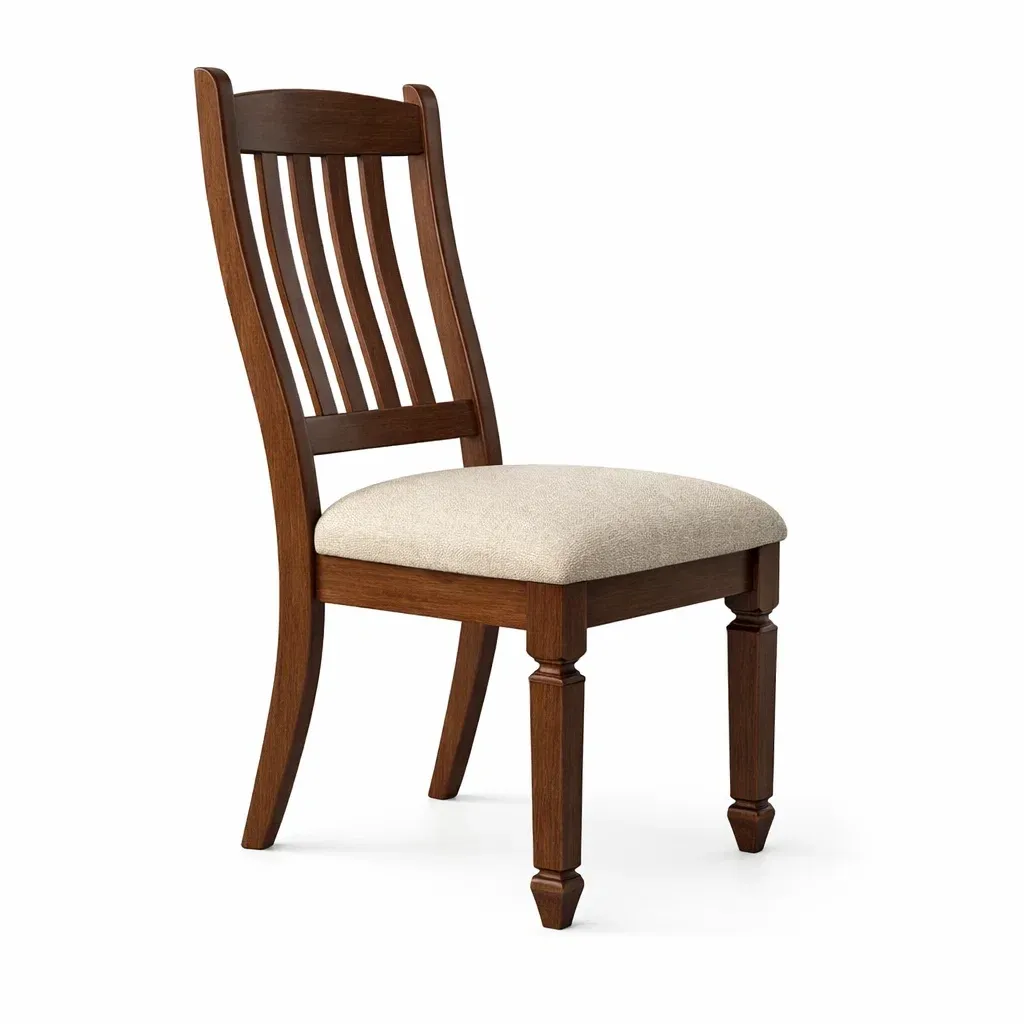 Sedia in Legno con Seduta in Poliestere Marrone/Beige-FURNICRATE