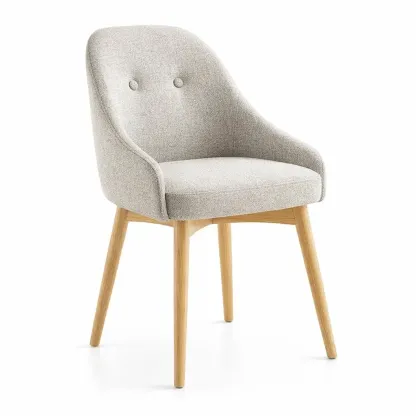 Sedia da pranzo in tessuto grigio con gambe in legno di quercia-FURNICRATE