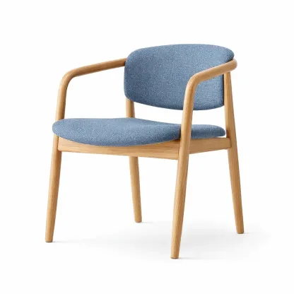 Sedia in Legno e Tessuto Blu 57x55x75 cm-FURNICRATE