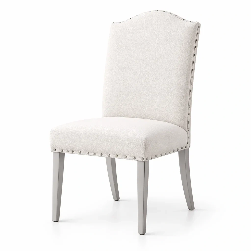 Sedia con Rivestimento in Tessuto Beige e Gambe in Legno-FURNICRATE