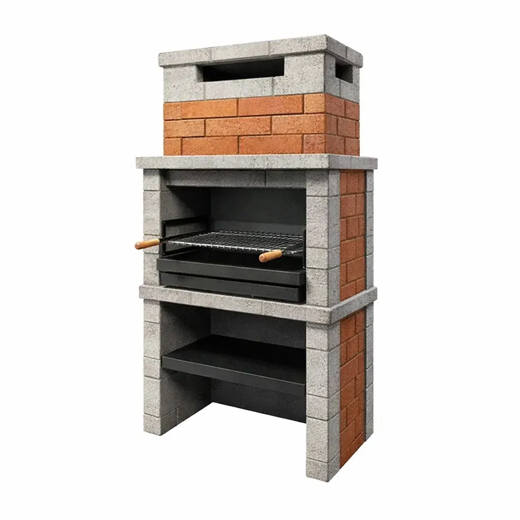 Barbecue in pietra e mattoni con griglia in acciaio inox-FURNICRATE