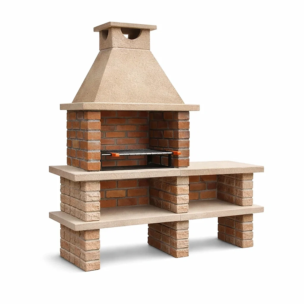 Barbecue da Giardino in Mattoni e Cemento con Griglia Inclusa-FURNICRATE