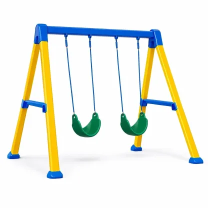 Altalena doppia per bambini in plastica e metallo-FURNICRATE