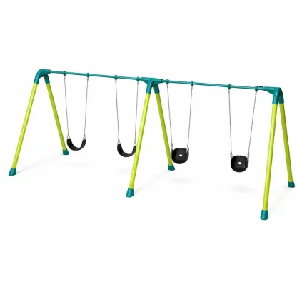 Altalena in acciaio con sedili a catena per bambini, Verde/Teal-FURNICRATE