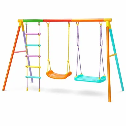 Altalena per Bambini in Plastica con Struttura in Acciaio Multicolore-FURNICRATE