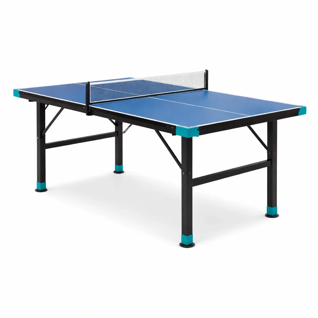 Tavolo da ping pong pieghevole in MDF e acciaio blu 274x152,5x76 cm-FURNICRATE