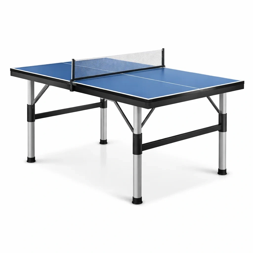 Tavolo Ping Pong da Interno in MDF e Acciaio 274x152x76 cm Blu-FURNICRATE