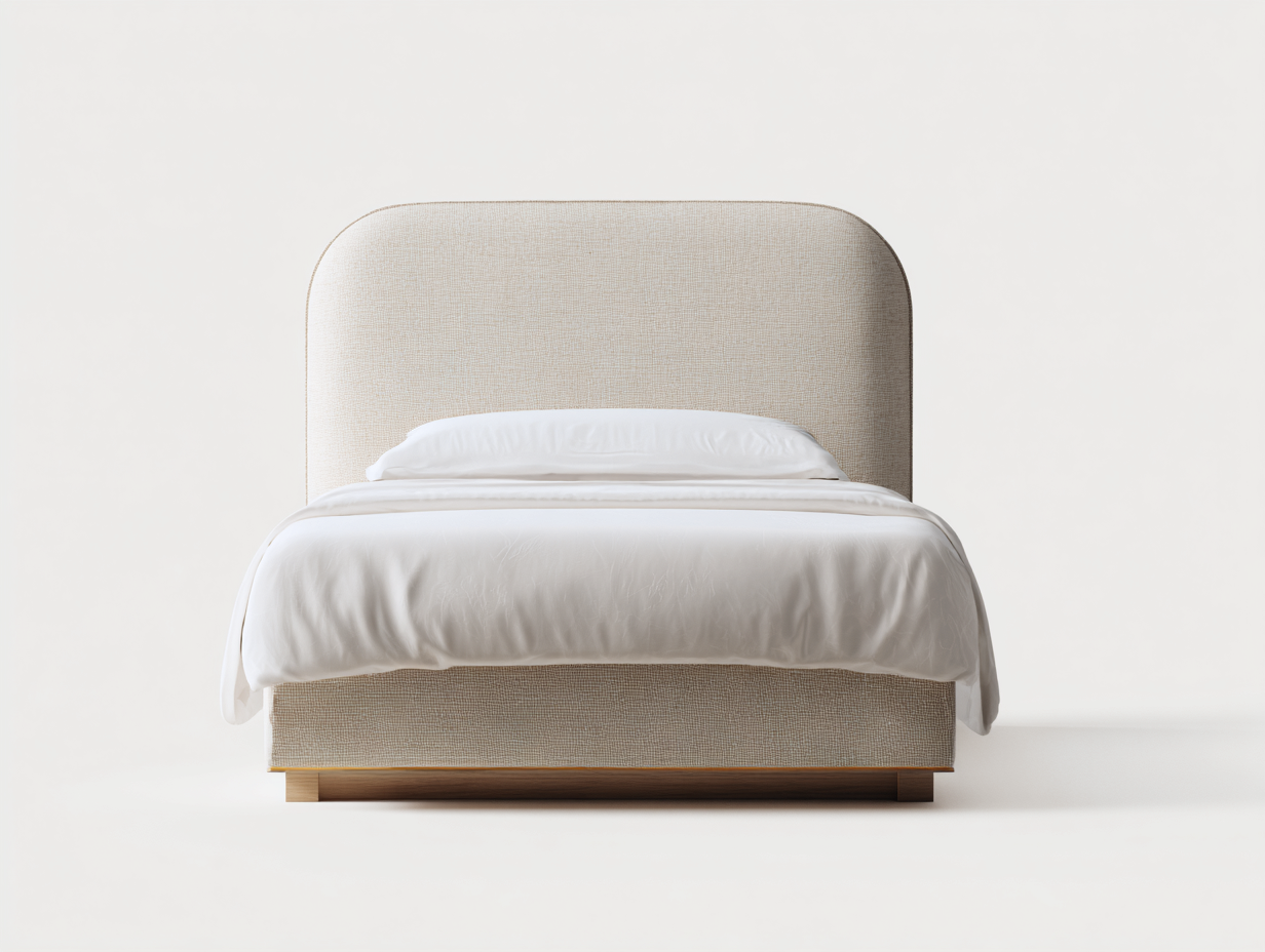 Stoff Doppelbett gepolstertes Kopfteil 210x160x110 cm - beige - für Schlafzimmer - modernes Design