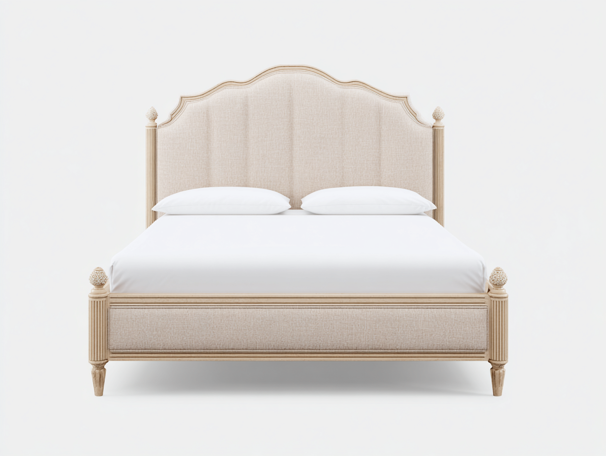 Stoff Doppelbett gepolstertes Kopfteil 210x160x125 cm - beige - für Schlafzimmer - elegantes Design