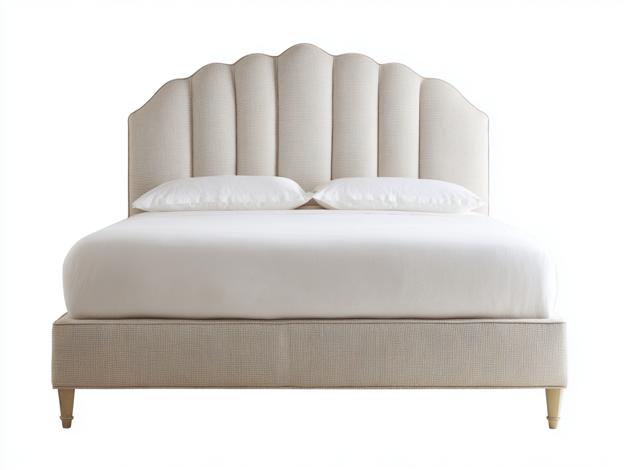 Stoff Doppelbett gepolstertes Kopfteil 210x160x122 cm - beige - für Schlafzimmer - elegantes Design