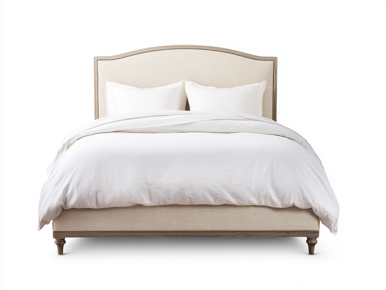 Stoff Doppelbett gepolstertes Kopfteil 210x160x120 cm - beige - für Schlafzimmer - zeitloses Design