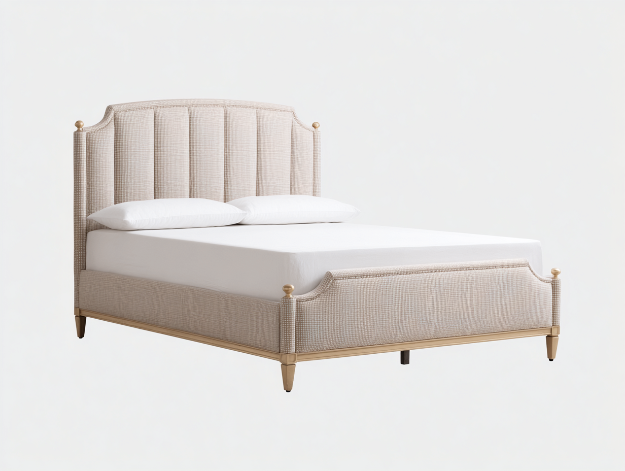 Stoff Doppelbett gepolstertes Kopfteil 210x160x128 cm - beige - für Schlafzimmer - elegantes Design