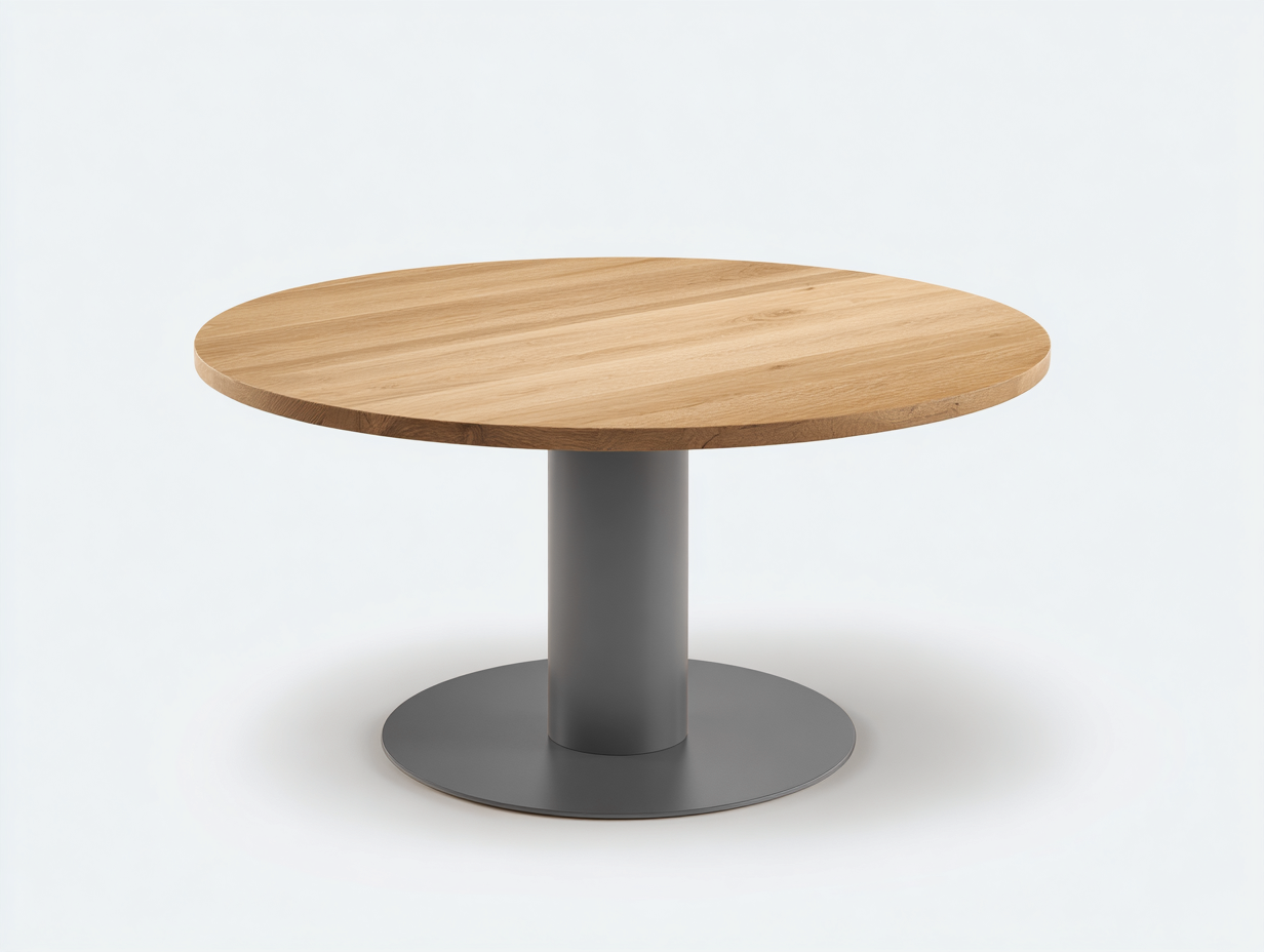 Couchtisch rund Holz Metall 90x90x45 cm - naturgrau - moderner Tisch für Wohnzimmer