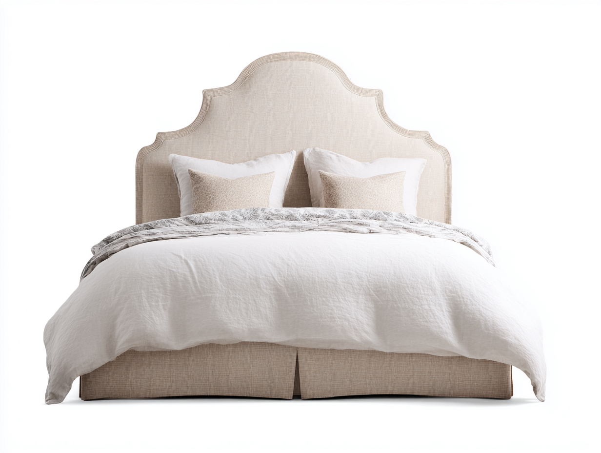 Stoff Doppelbett gepolstertes Kopfteil 210x160x135 cm - beige - für Schlafzimmer - elegantes Design