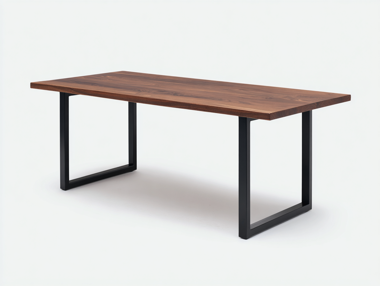 Esstisch Massivholz Metallgestell 200x90x75 cm - braun/schwarz - für Esszimmer - modernes Design