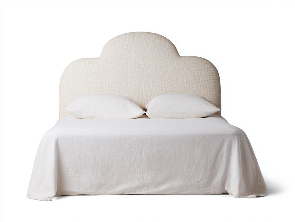 Stoff Doppelbett gepolstertes Kopfteil 210x160x118 cm - beige - für Schlafzimmer - modernes Design