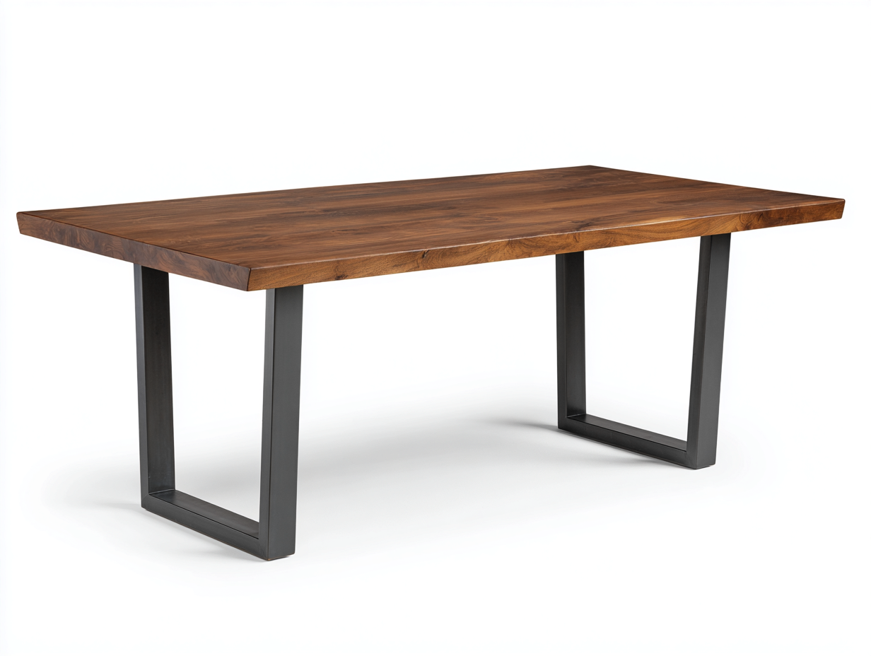 Esstisch Massivholz Metallgestell 200x90x75 cm - braun/schwarz - für Esszimmer - modernes Design