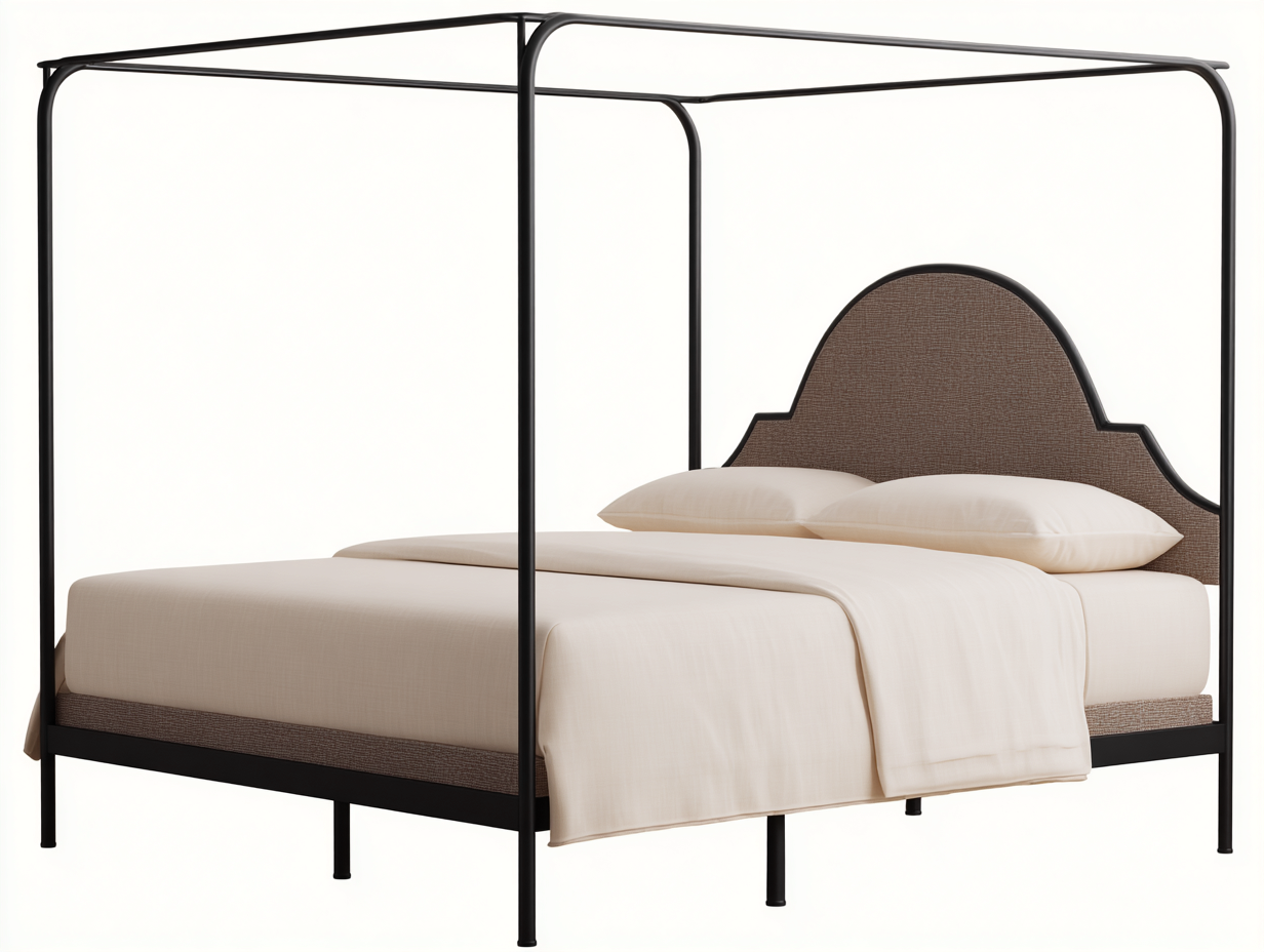 Metall Doppelbett Stoffkopfteil 210x160x200 cm - weiß/beige - für Schlafzimmer - modernes Design