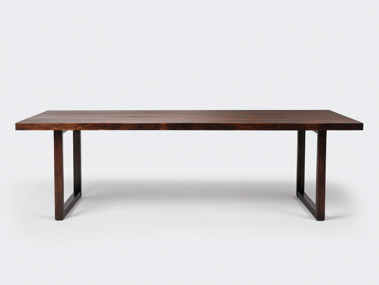 Esstisch Massivholz Metallgestell 200x90x75 cm - dunkelbraun/schwarz - für Esszimmer - schlichtes Design