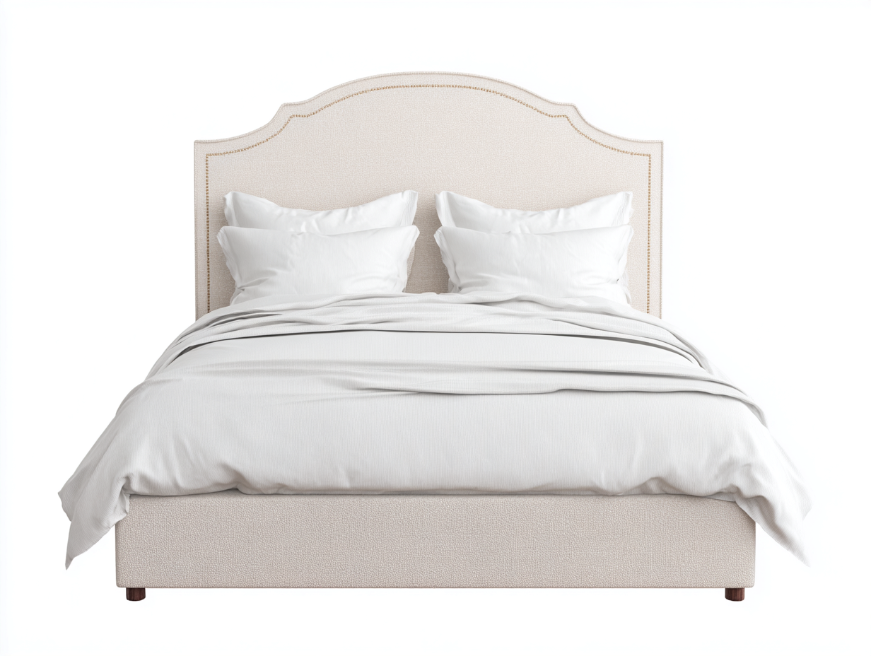 Stoff Doppelbett gepolstertes Kopfteil 210x160x123 cm - beige - für Schlafzimmer - elegantes Design