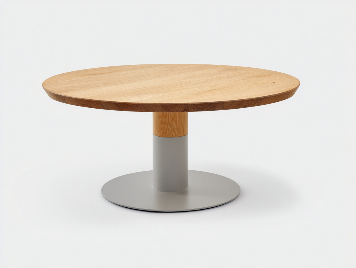 Couchtisch rund Holz Metall 120x120x45 cm - natur - zeitloses Design